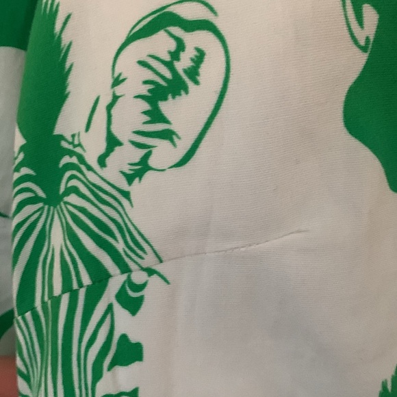 Women’s Sheridan French Cotton Blend Blouse White & Green w/Zebra Design Sz. S - Picture 7 of 9